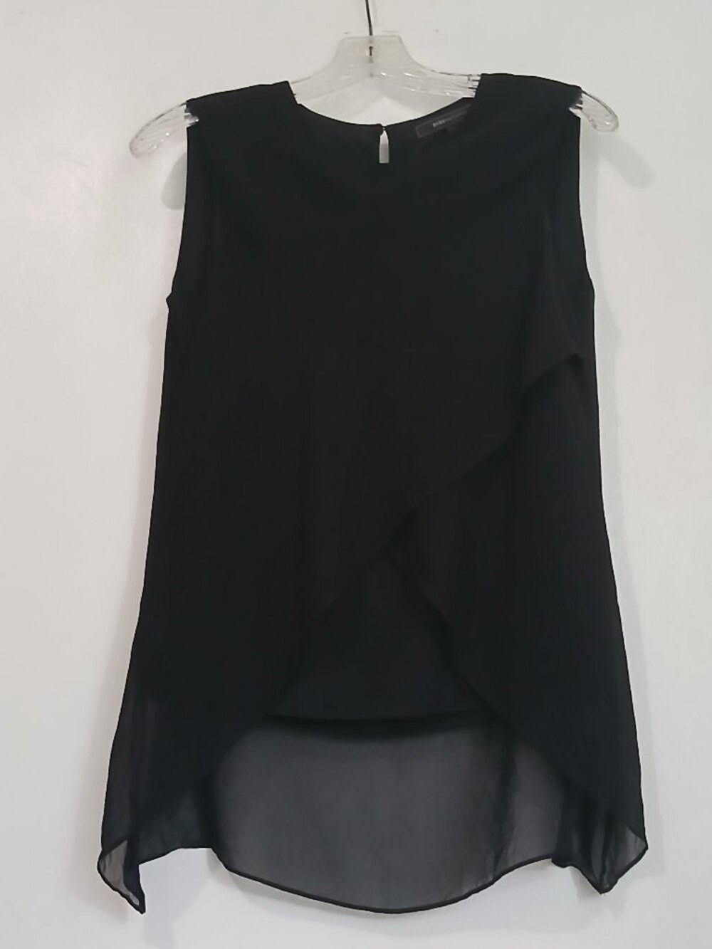 BCBGMaxAzria  Black 100% Silk Lorielle High-Low Sleeveless Blouse Sz XS